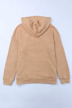 Waffle-Knit Drawstring Kangaroo Pocket Hoodie Woman Sweatshirts