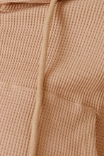 Waffle-Knit Drawstring Zip Up Hoodie Woman Sweatshirts