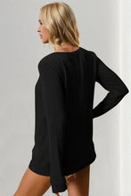 Waffle Knit Long Sleeve Cotton Blend T Shirt for Women Woman T Shirts