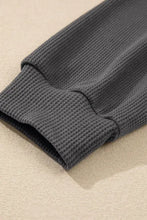 Waffle-Knit Two-Tone Long Sleeve Hoodie Woman Sweatshirts