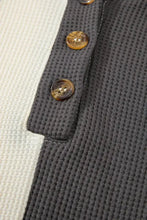 Waffle-Knit Two-Tone Long Sleeve Hoodie Woman Sweatshirts