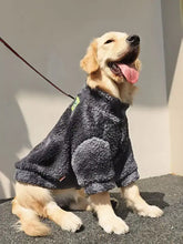 Cozy warm fleece pet sweater in dark gray with plush texture and high collar