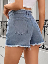 Washed Raw Hem Denim Shorts Denim Shorts