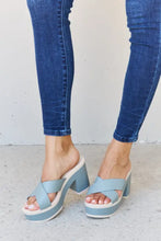 Weeboo Cherish The Moments misty blue contrast platform sandals on model