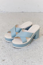 Weeboo Cherish The Moments Contrast Platform Sandals in Misty Blue Woman Slippers