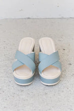 Weeboo Cherish The Moments Contrast Platform Sandals in Misty Blue Woman Slippers