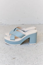 Weeboo Cherish The Moments Contrast Platform Sandals in Misty Blue Woman Slippers