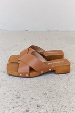 Weeboo Step Into Summer Criss Cross Wooden Clog Mule in Brown Woman Slippers