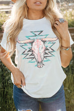 Western Graphic Round Neck T Shirt with Regular Sleeve Length for Women White