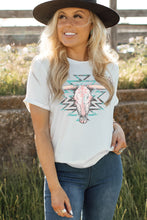 Western Graphic Round Neck T Shirt with Regular Sleeve Length for Women