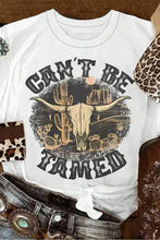 Western graphic white t shirt with longhorn skull and gold accents
