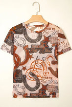 Western Horseshoe Mesh Graphic Tee for Women