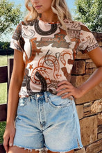 Western Horseshoe Mesh Graphic Tee for Women