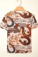 Western Horseshoe Mesh Graphic Tee for Women