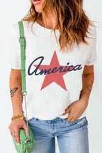 White America Star Graphic T-Shirt for Women in Basic Style