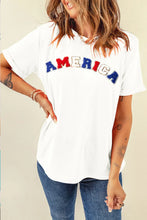 White America Text T-Shirt for Women in Polyester Cotton Blend White