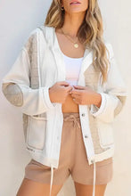 Cream quilted hooded bomber jacket with drawstring waistband