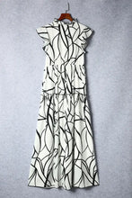 White and Black Leaf Print Maxi Dress Maxi Dresses