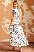White and Black Leaf Print Maxi Dress Maxi Dresses