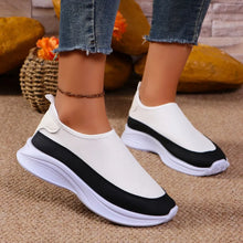 White and Black Slip-On Sneakers for Women