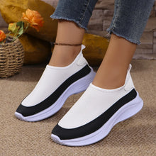 White and Black Slip-On Sneakers for Women