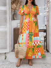White and Blue Patterned Maxi Dress with Ruched Smocked Detailing Tangerine Maxi Dresses