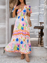 White and Blue Patterned Maxi Dress with Ruched Smocked Detailing Maxi Dresses