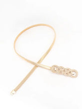 Gold metallic knot buckle metal belt with silver interlocking design