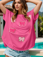 White Blouse with Pink Bow Appliqués