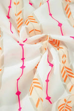 White Boho Tiered Mini Dress with Pink and Orange Pattern Casual Dresses