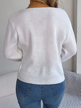 White Cable Knit Square Neck Sweater for Women