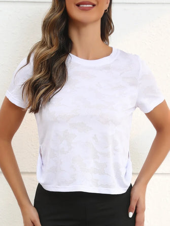 White Camouflage Athletic T-Shirt for Women White