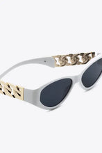 White Cat Eye Sunglasses with Gold Chain Detail and UV400 Protection Sunglasses