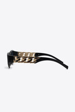 White Cat Eye Sunglasses with Gold Chain Detail and UV400 Protection
