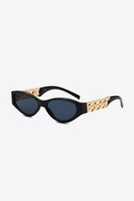White Cat Eye Sunglasses with Gold Chain Detail and UV400 Protection Black One Size