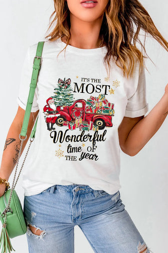 White Christmas Graphic Tee for Women White