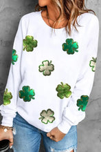 Lucky Clover Round Neck Long Sleeve Sweatshirt Woman Sweatshirts