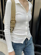 White Collared Button-Up Shirt for Women