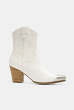 White Cowboy Boots with Silver Toe and Stacked Leather Heel Height