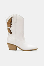 White Cowboy Point Toe Boots with Butterfly Cut Detailing White