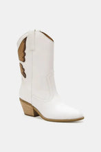 White Cowboy Point Toe Boots with Butterfly Cut Detailing Woman Boots
