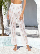 White Crochet Beach Pants with Moderate Stretch White