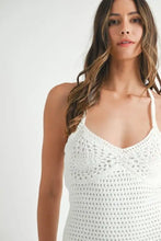 White Crochet Crisscross Spaghetti Strap Mini Dress Woman Sweater Dresses