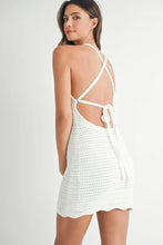White Crochet Crisscross Spaghetti Strap Mini Dress