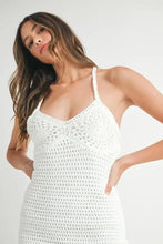 White Crochet Crisscross Spaghetti Strap Mini Dress Woman Sweater Dresses