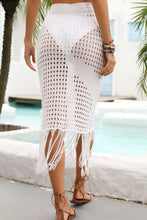 White Crochet Fringe Skirt Swimwear Cover Up Swimwear Cover-Ups