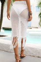 White Crochet Fringe Skirt Swimwear Cover Up Swimwear Cover-Ups