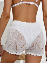 White Crochet Knit Beach Shorts Swim Bottoms