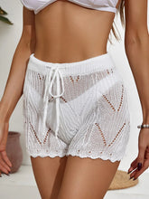 White Crochet Knit Beach Shorts Swim Bottoms White