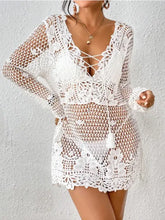 White Crochet Lace Swimwear Cover-Up Dress Swimwear Cover-Ups